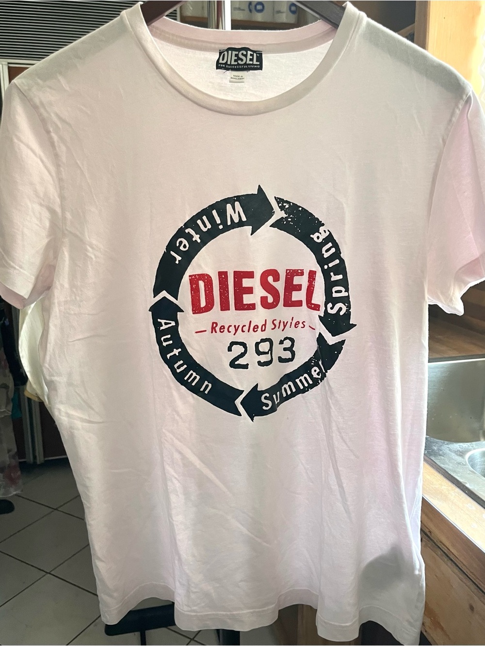 Diesel Short-Sleeve Tee with Red and Black Logo